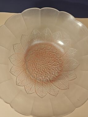 Vintage KIM Indonesia Deep Glass Serving Bowl -  Sunflower Pattern - 9x6